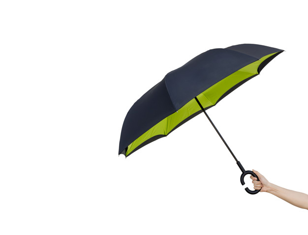 hand of woman holding a umbrella on white background. clipping path